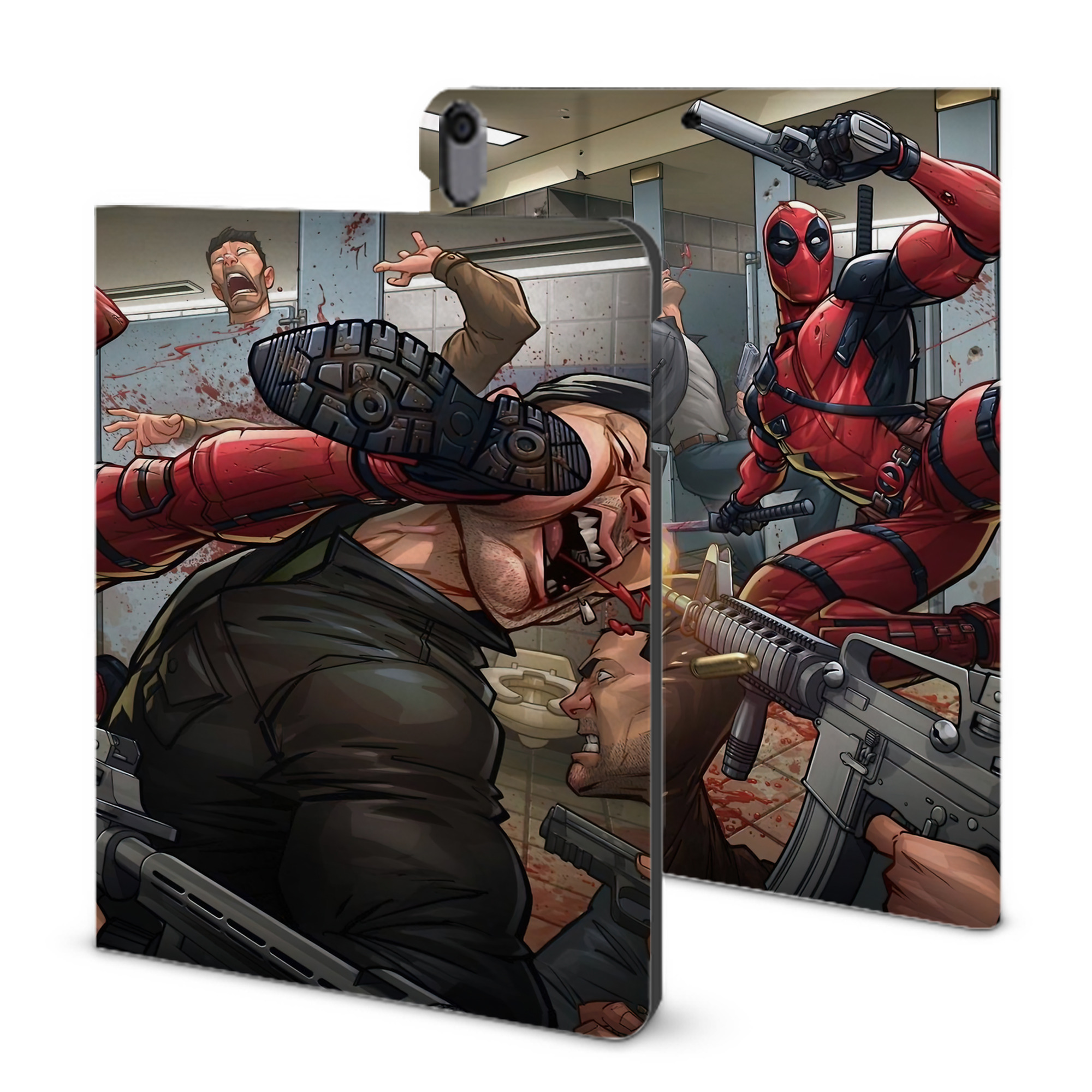 （画像用） Deadpool デッドプール IPad ケース ブック型 PUレザー TPU 耐衝撃 軽量 薄型 ペン収納なし 全面保護 IPad 各モデル対応